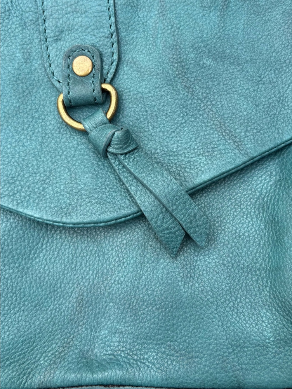 NWOT! Genuine Leather Everyday Envelope Crossbody/Shoulder Bag, “Mineral Blue” - Picture 3 of 11